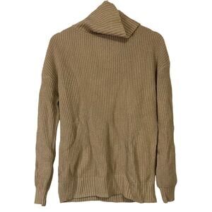 A623295 JINGLE BELLES by Kim Gravel Lurex Shaker Knit Turtleneck Sweater Gold XS